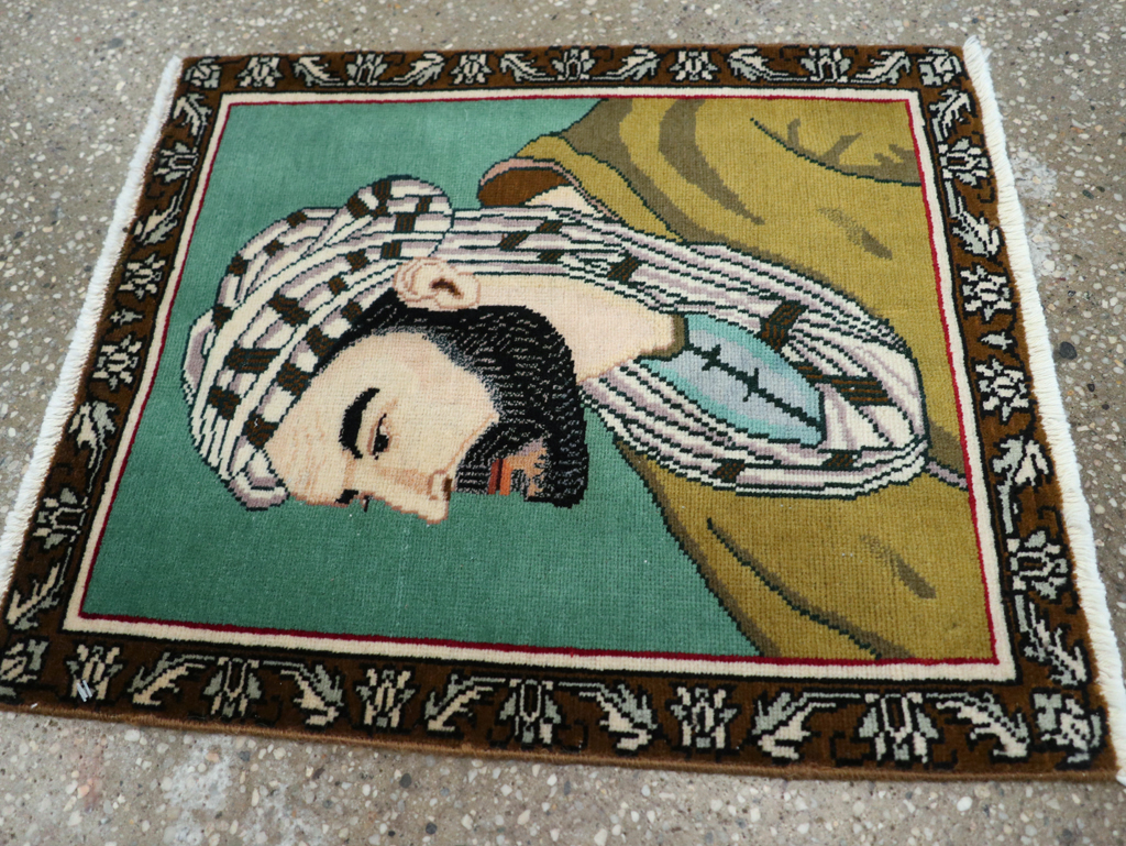 Vintage Persian Tabriz Pictorial Rug, No.28142 - Staging