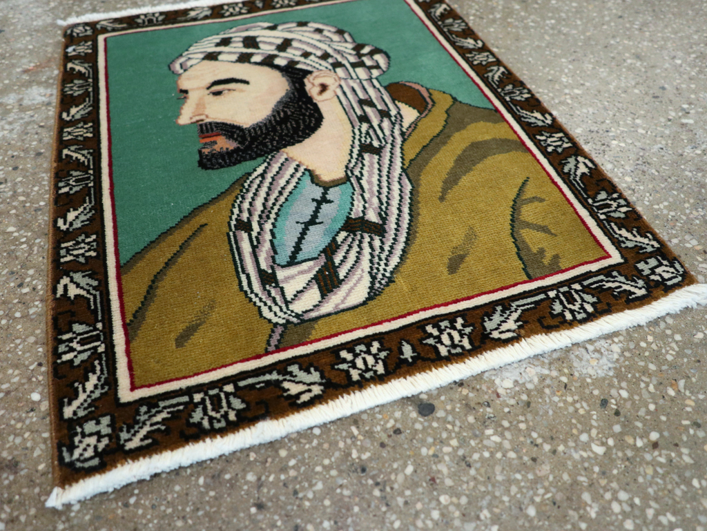 Vintage Persian Tabriz Pictorial Rug, No.28142 - Staging