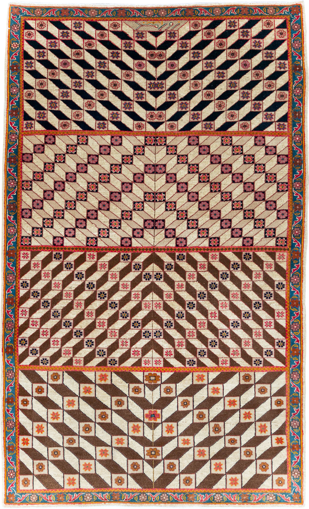 Vintage Persian Tabriz Rug, No.28151 - Staging