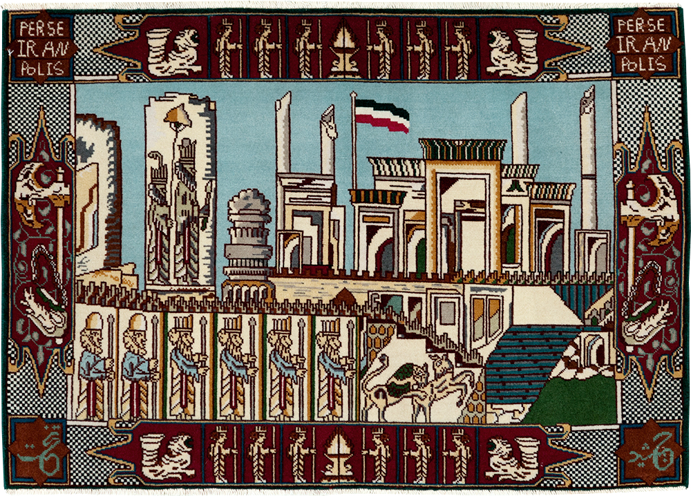 Vintage Persian Tabriz Pictorial Rug (Pair: 1 of 2), No.28163 - Staging