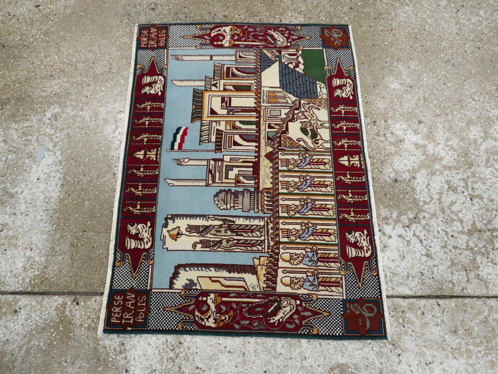 Vintage Persian Tabriz Pictorial Rug (Pair: 1 of 2), No.28163 - Staging