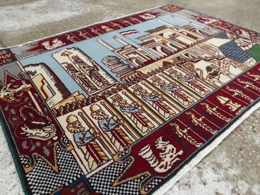 Vintage Persian Tabriz Pictorial Rug (Pair: 1 of 2), No.28163 - Staging