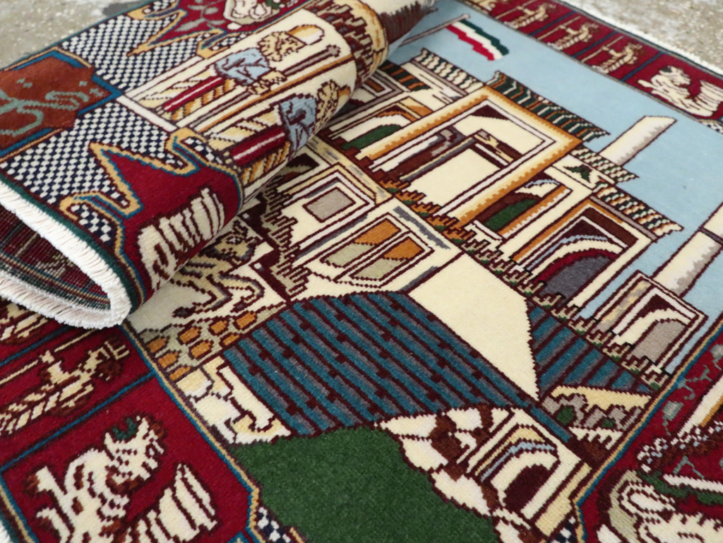 Vintage Persian Tabriz Pictorial Rug (Pair: 1 of 2), No.28163 - Staging