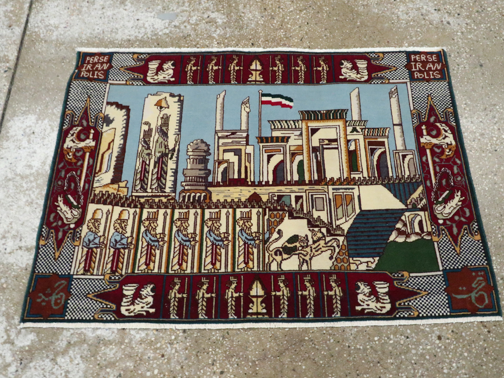 Vintage Persian Tabriz Pictorial Rug (Pair: 2 of 2), No.28164 - Staging