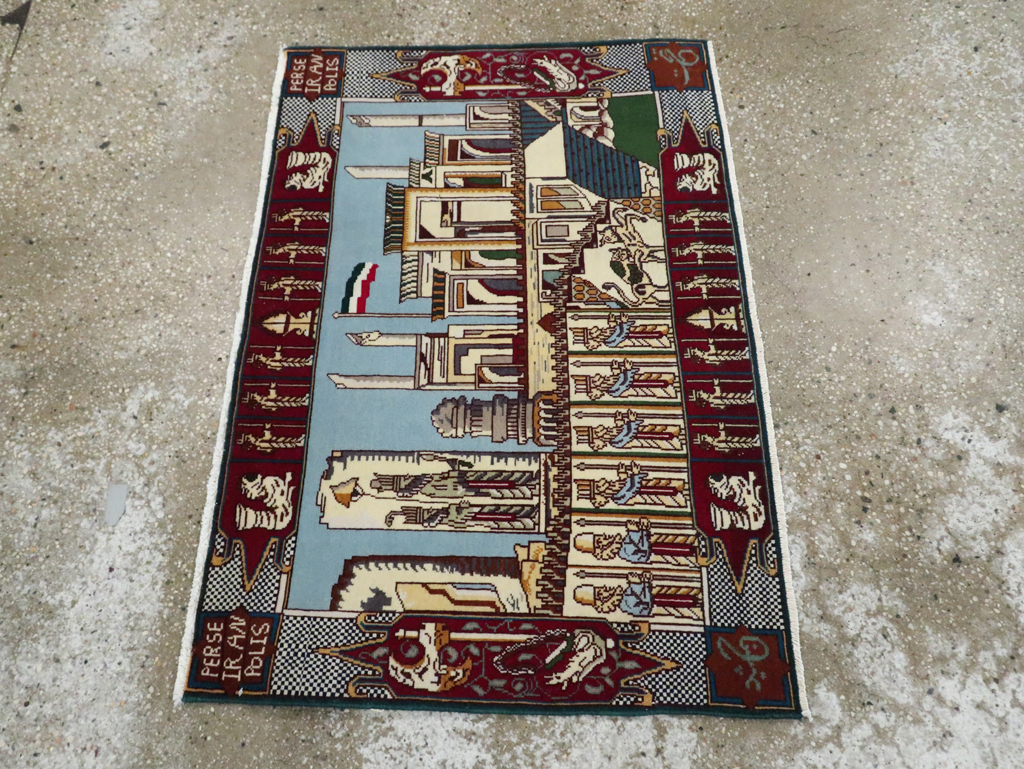 Vintage Persian Tabriz Pictorial Rug (Pair: 2 of 2), No.28164 - Staging