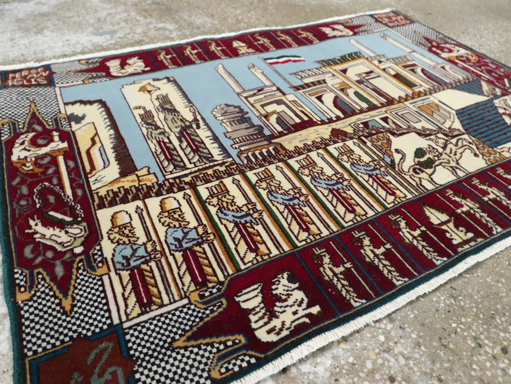 Vintage Persian Tabriz Pictorial Rug (Pair: 2 of 2), No.28164 - Staging