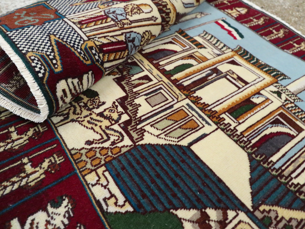 Vintage Persian Tabriz Pictorial Rug (Pair: 2 of 2), No.28164 - Staging