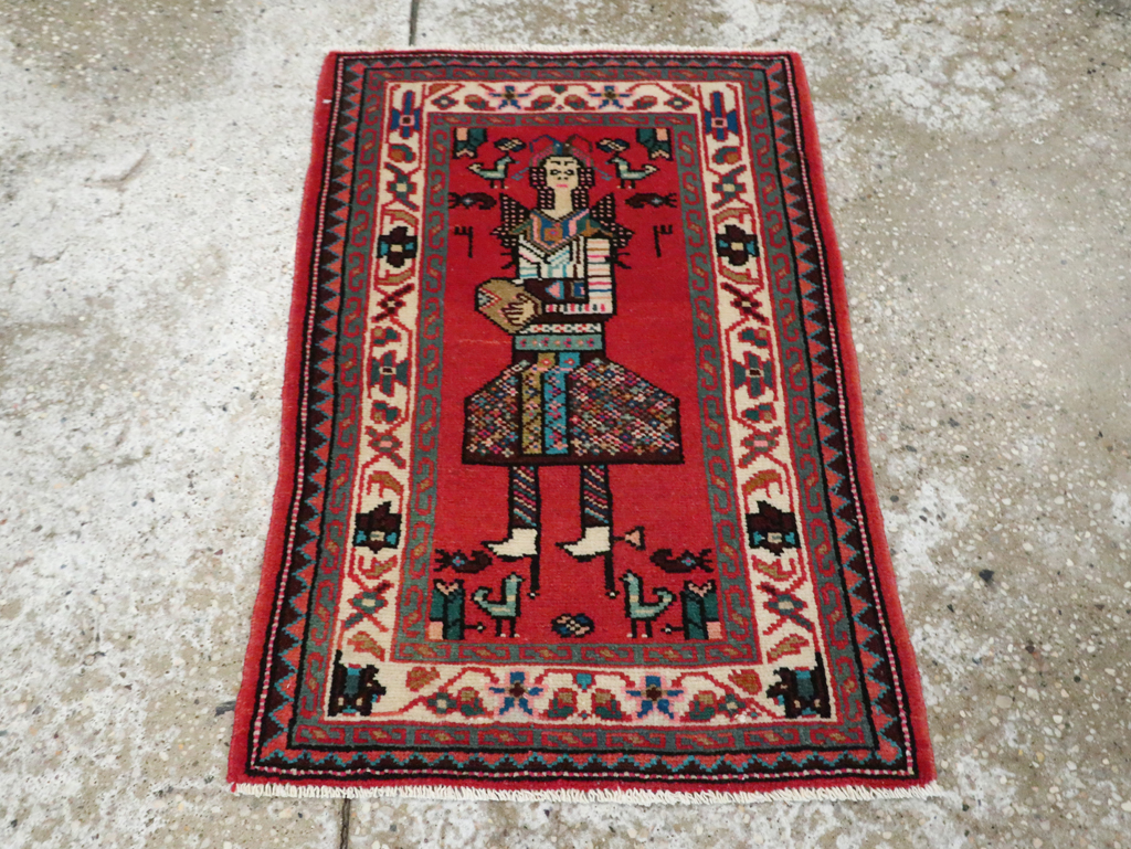 Vintage Persian Mahal Pictorial Rug (Pair: 1 of 2), No.28165 - Staging