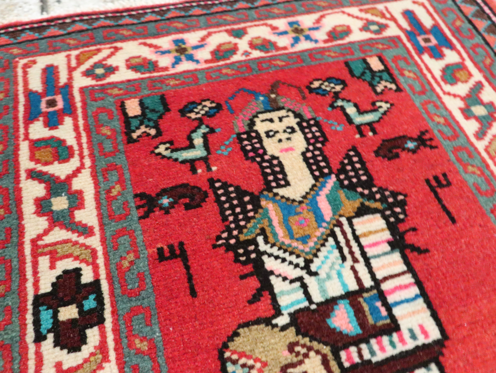 Vintage Persian Mahal Pictorial Rug (Pair: 1 of 2), No.28165 - Staging