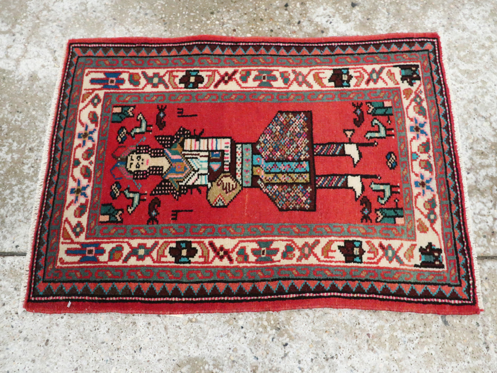 Vintage Persian Mahal Pictorial Rug (Pair: 1 of 2), No.28165 - Staging