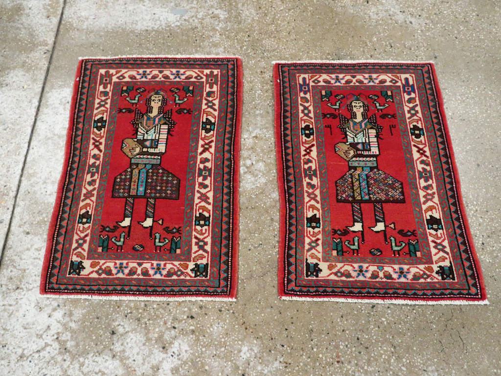 Vintage Persian Mahal Pictorial Rug (Pair: 1 of 2), No.28165 - Staging