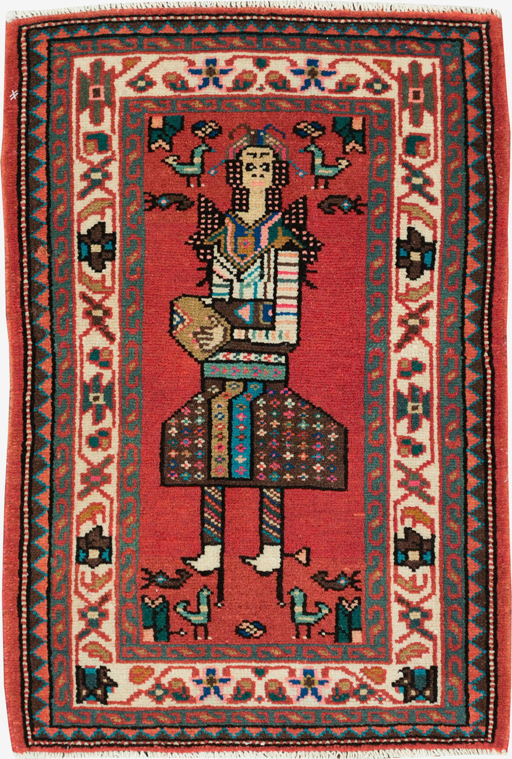 Vintage Persian Mahal Pictorial Rug (Pair: 2 of 2), No.28166 - Staging