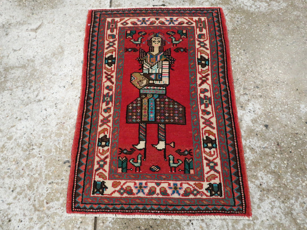 Vintage Persian Mahal Pictorial Rug (Pair: 2 of 2), No.28166 - Staging