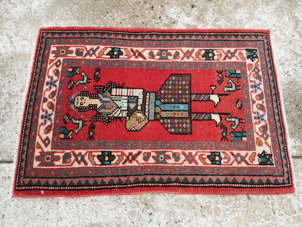 Vintage Persian Mahal Pictorial Rug (Pair: 2 of 2), No.28166 - Staging