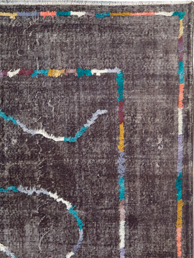 Modern Turkish Anatolian Distressed Room Size Carpet, No.28167 - Staging
