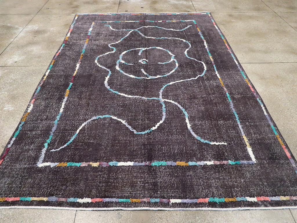 Modern Turkish Anatolian Distressed Room Size Carpet, No.28167 - Staging