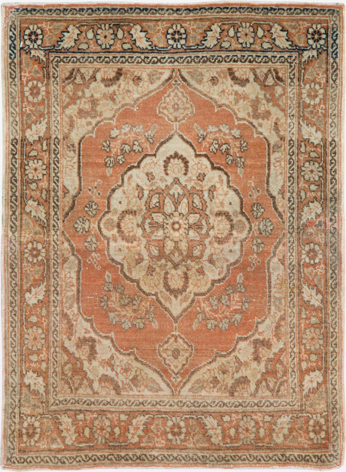 Vintage Persian Tabriz Throw Rug, No.28172 - Staging