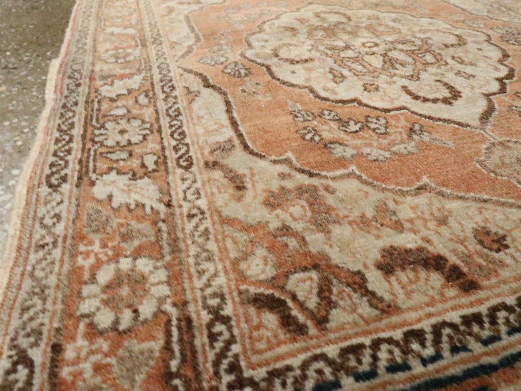 Vintage Persian Tabriz Throw Rug, No.28172 - Staging