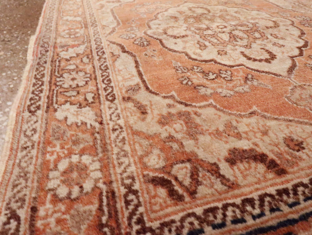 Vintage Persian Tabriz Throw Rug, No.28172 - Staging