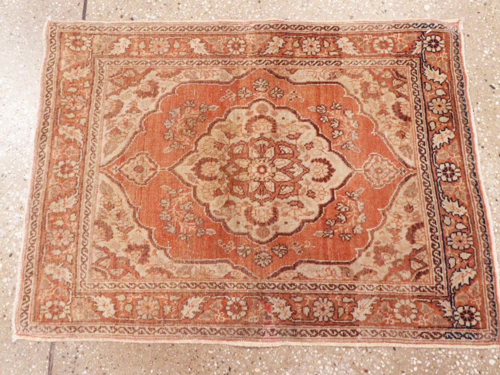 Vintage Persian Tabriz Throw Rug, No.28172 - Staging