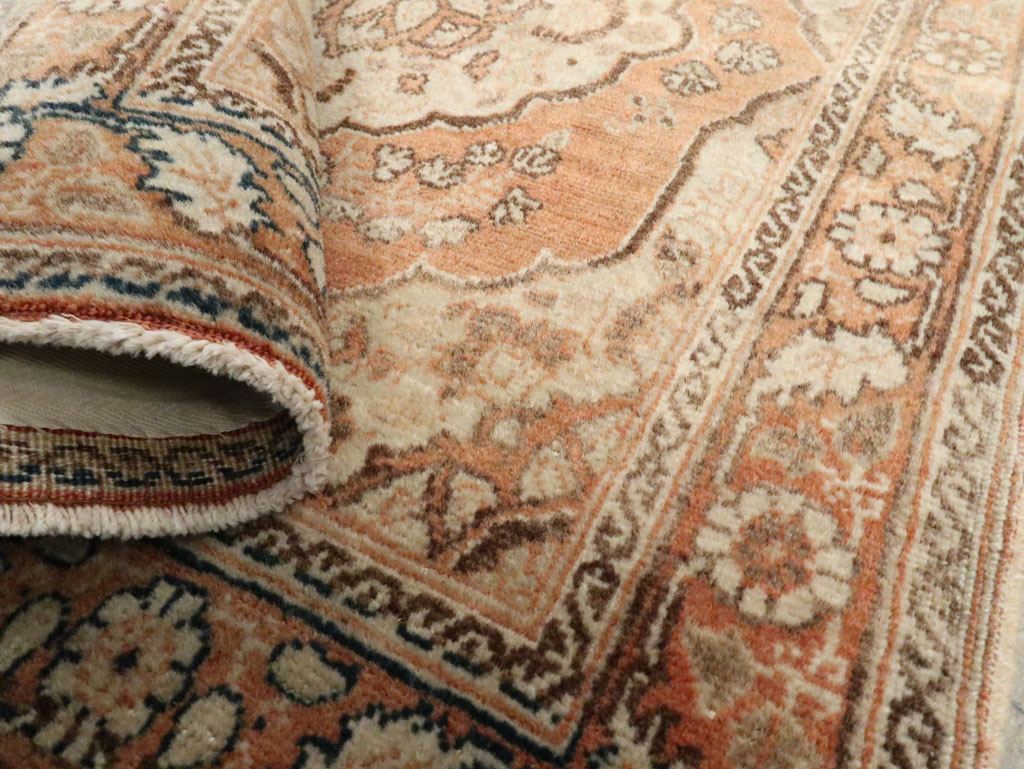Vintage Persian Tabriz Throw Rug, No.28172 - Staging