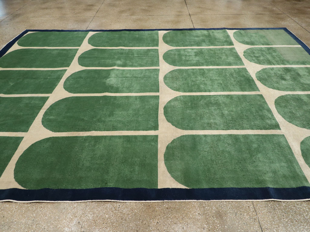 Vintage Turkish Art Deco Style Room Size Carpet, No.28191 - Staging
