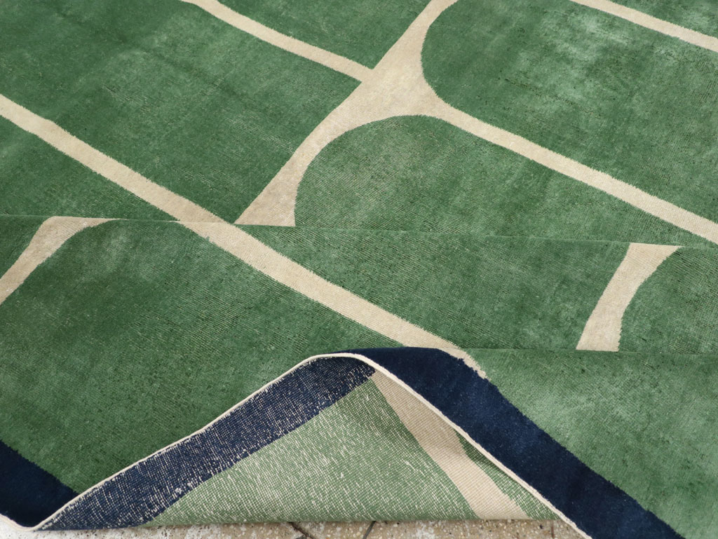 Vintage Turkish Art Deco Style Room Size Carpet, No.28191 - Staging