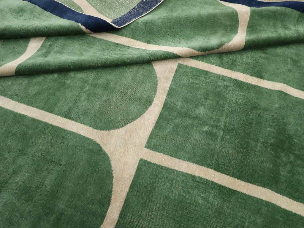 Vintage Turkish Art Deco Style Room Size Carpet, No.28191 - Staging