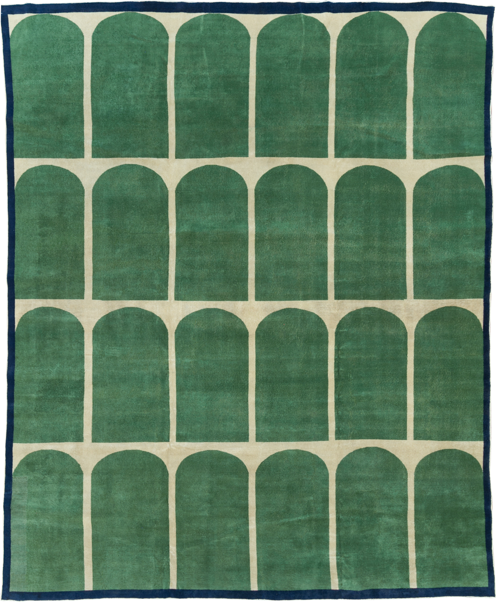 Vintage Turkish Anatolian Art Deco Style Room Size Carpet, No.28192 - Staging