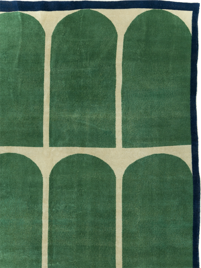 Vintage Turkish Anatolian Art Deco Style Room Size Carpet, No.28192 - Staging
