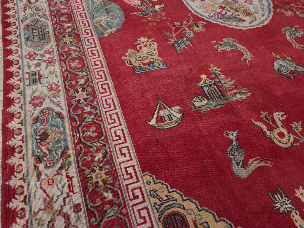 Chinese Inspired Vintage Turkish Room Size Carpet, No.28194 - Staging