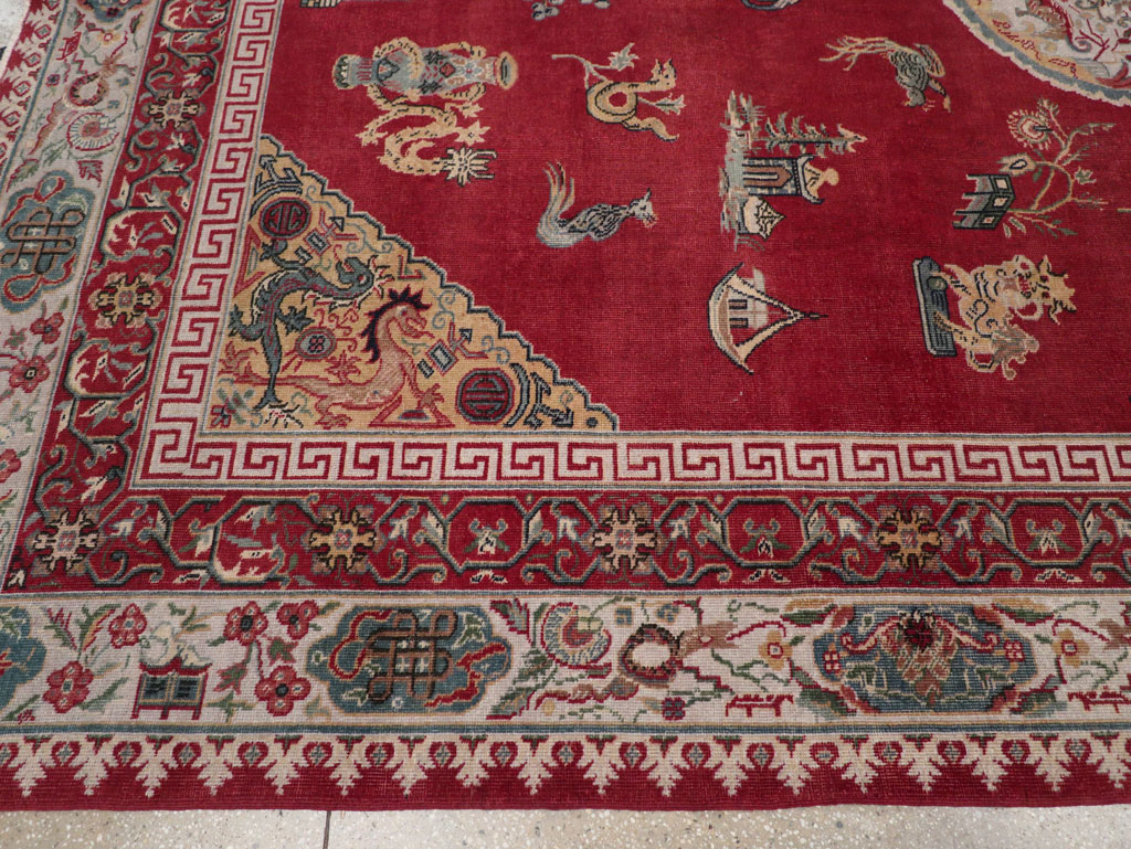 Chinese Inspired Vintage Turkish Room Size Carpet, No.28194 - Staging