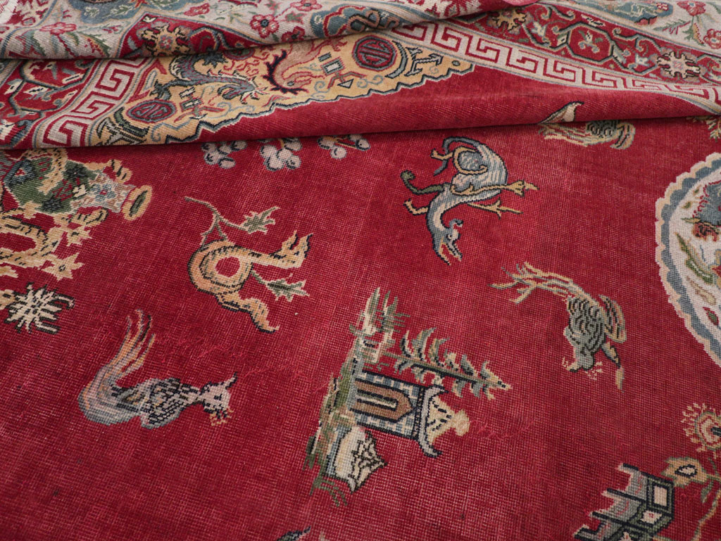 Chinese Inspired Vintage Turkish Room Size Carpet, No.28194 - Staging