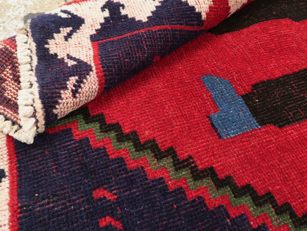 Modern Afghan Baluch Pictorial Frankenstein Throw Rug, No.28223 - Staging