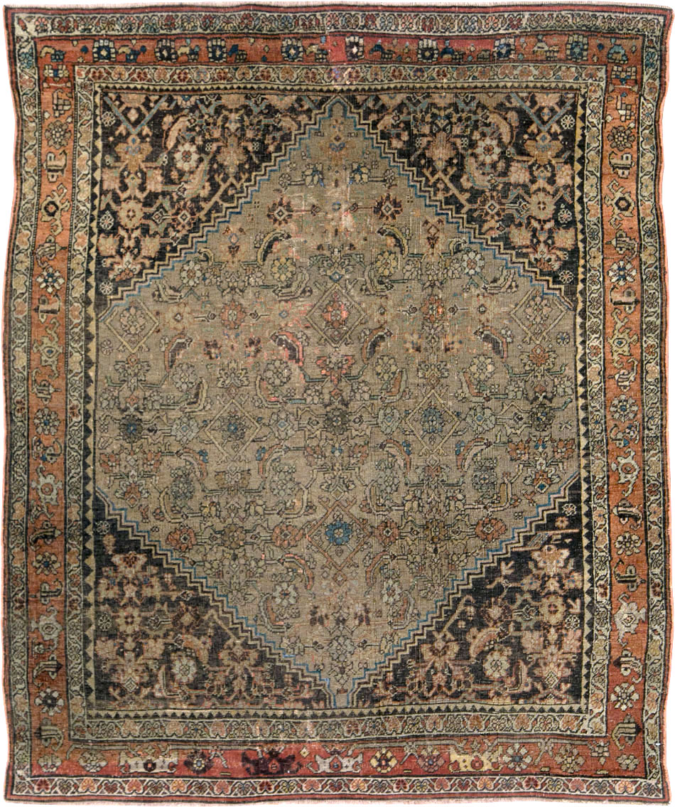 Antique Persian Bidjar Square Accent Rug, No.28231 - Staging