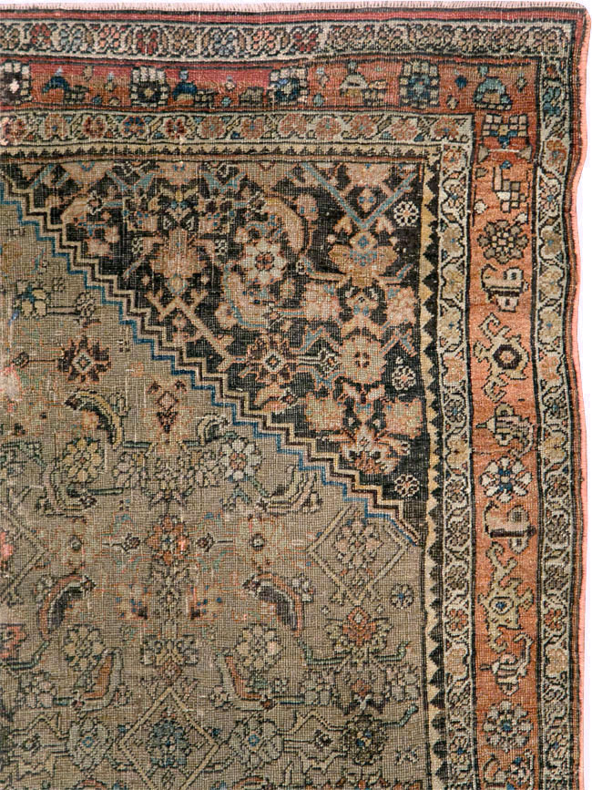 Antique Persian Bidjar Square Accent Rug, No.28231 - Staging