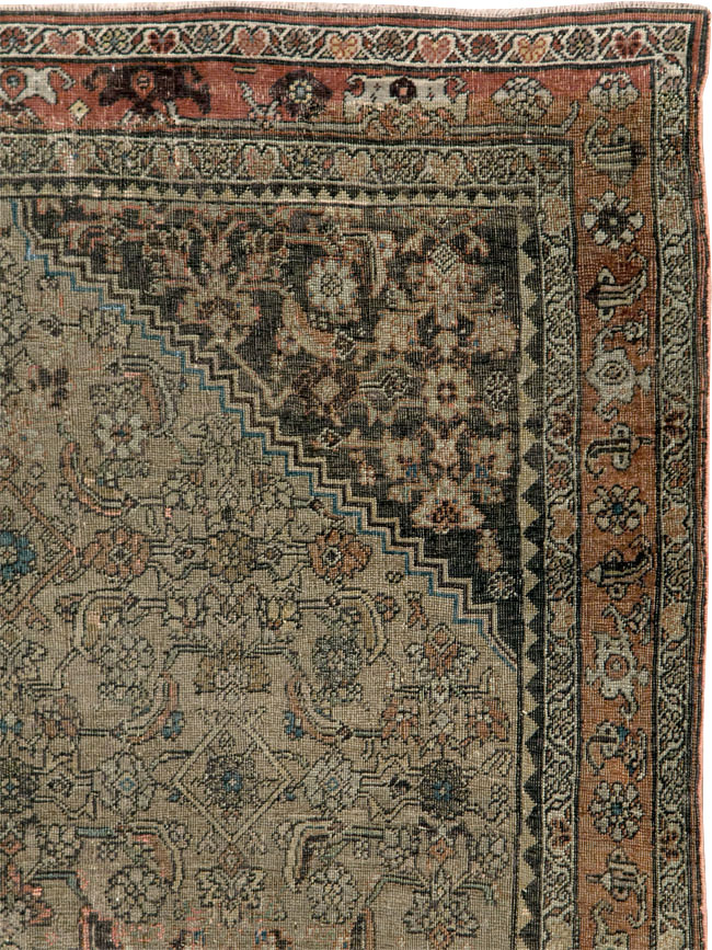 Antique Persian Bidjar Square Accent Rug, No.28231 - Staging