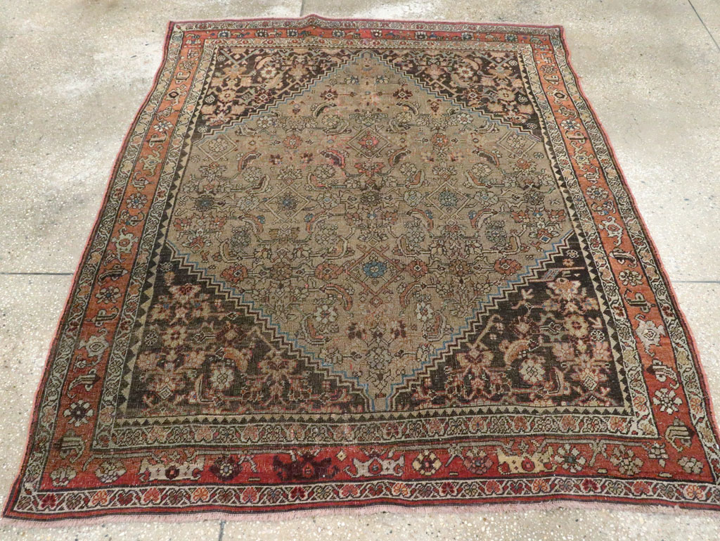 Antique Persian Bidjar Square Accent Rug, No.28231 - Staging
