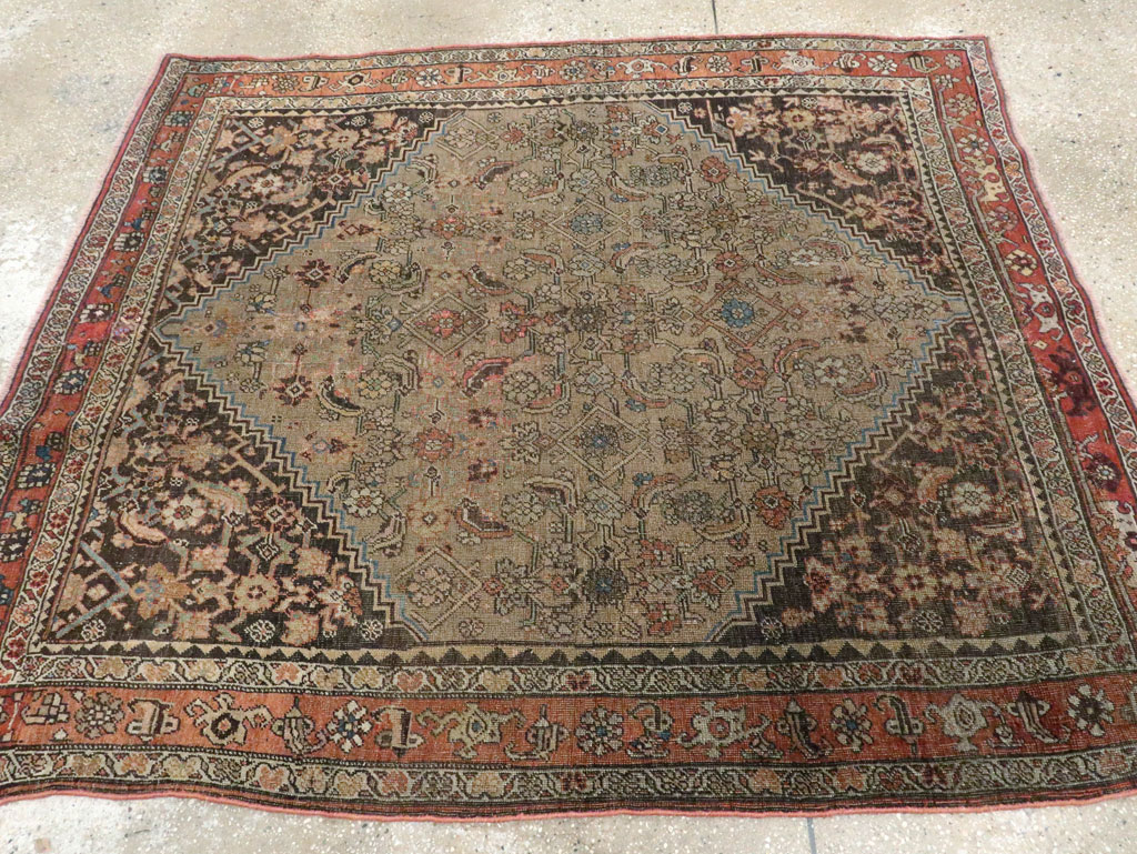 Antique Persian Bidjar Square Accent Rug, No.28231 - Staging
