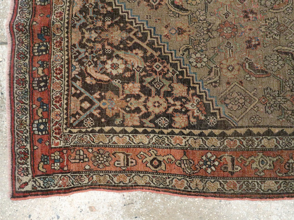 Antique Persian Bidjar Square Accent Rug, No.28231 - Staging