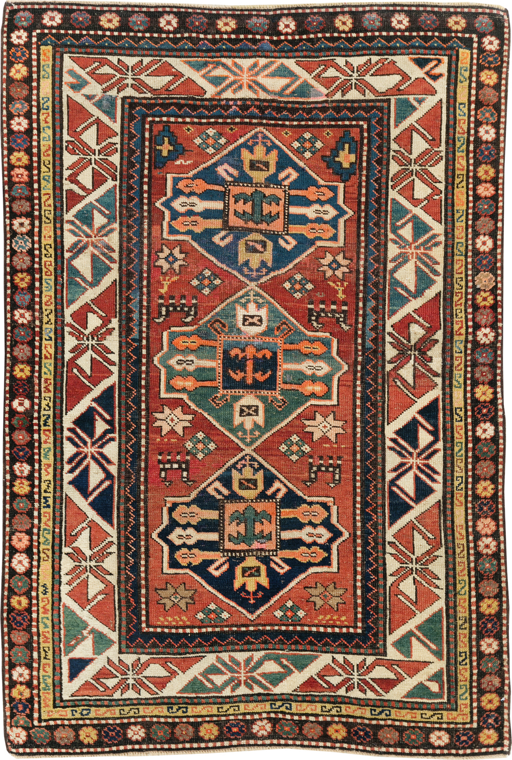 Antique Caucasian Kazak Rug, No.28233 - Staging