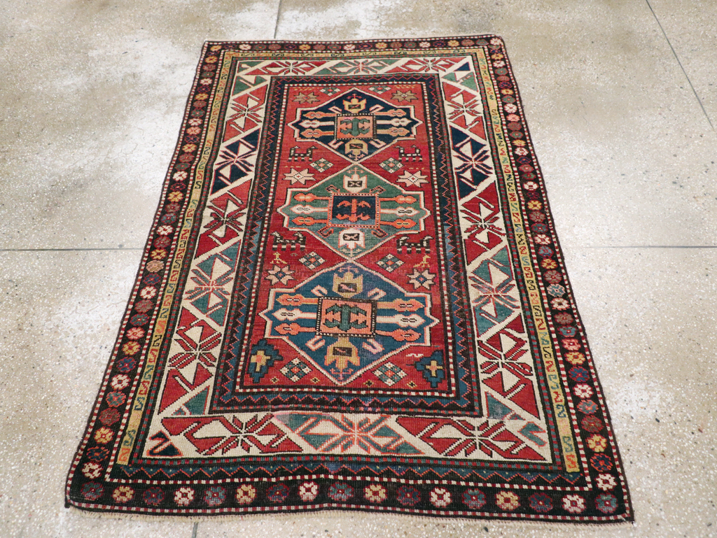 Antique Caucasian Kazak Rug, No.28233 - Staging
