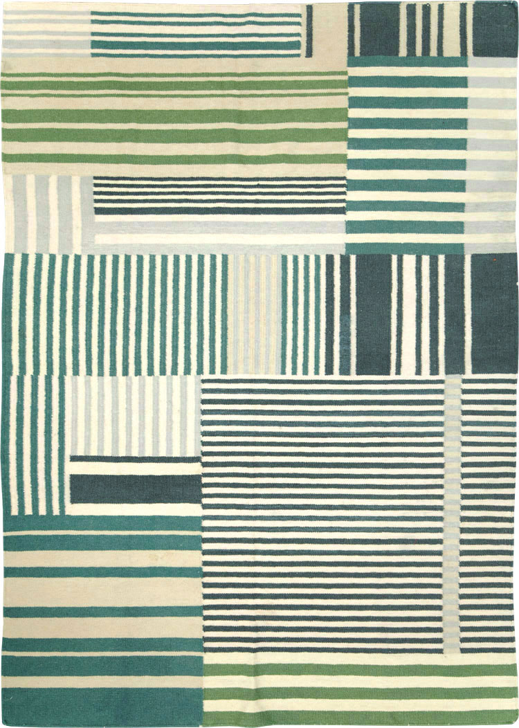 Modern Turkish Flatweave Accent Rug, No.28242 - Staging