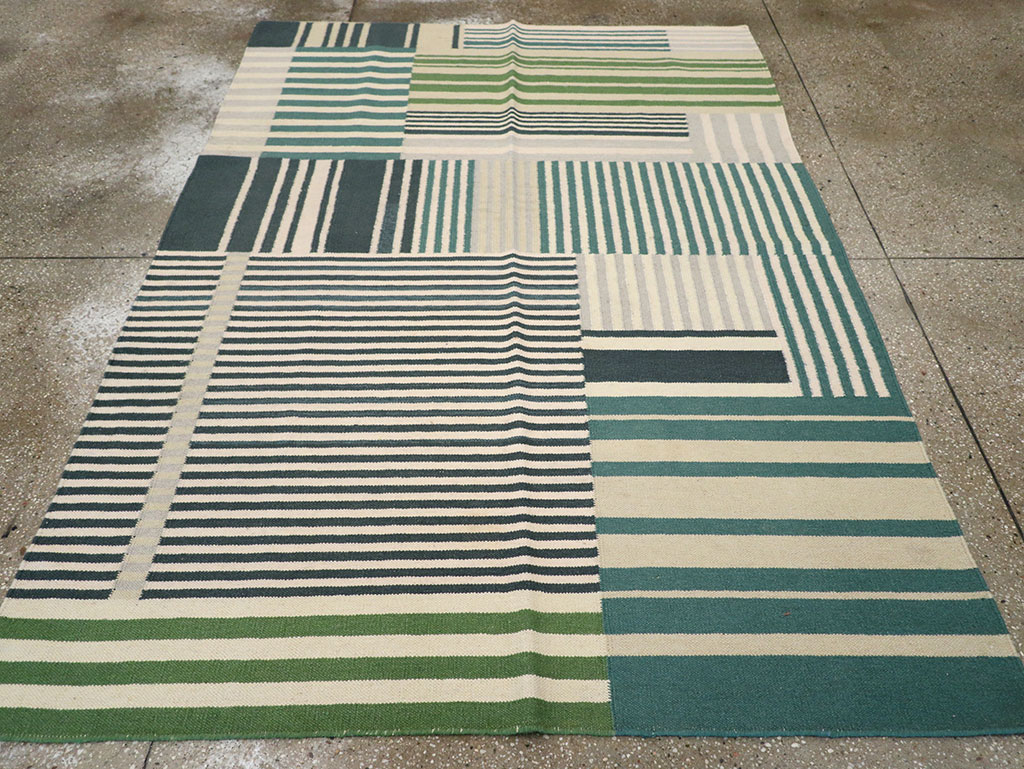 Modern Turkish Flatweave Accent Rug, No.28242 - Staging