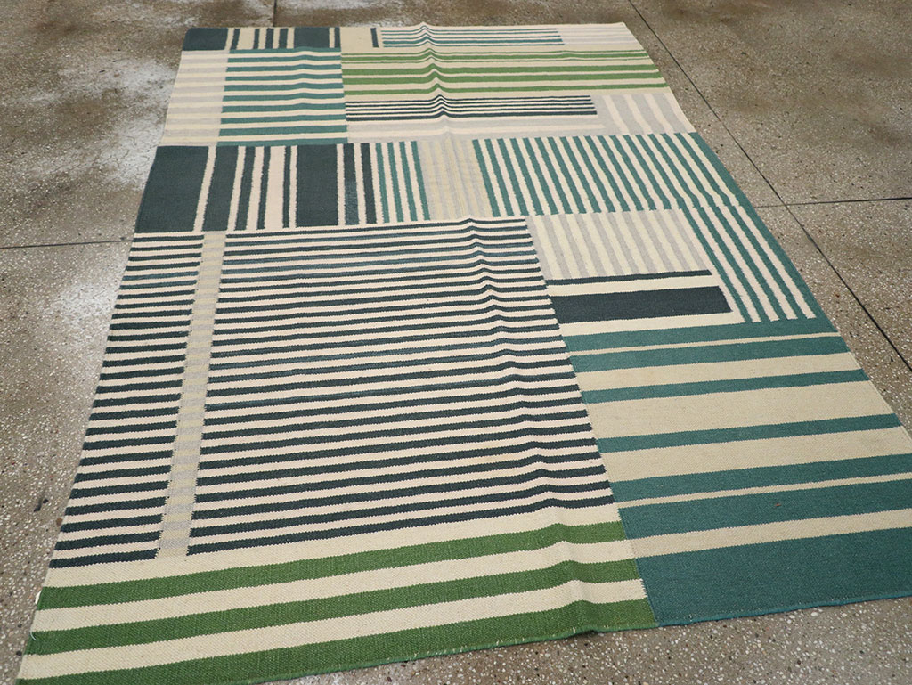 Modern Turkish Flatweave Accent Rug, No.28242 - Staging
