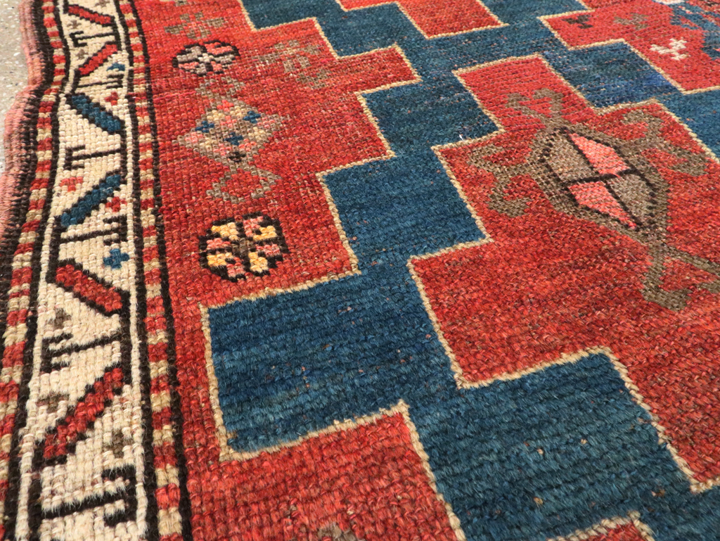 Antique Persian Kurdish Throw Rug, No.28246 - Staging