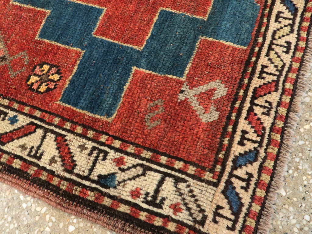 Antique Persian Kurdish Throw Rug, No.28246 - Staging
