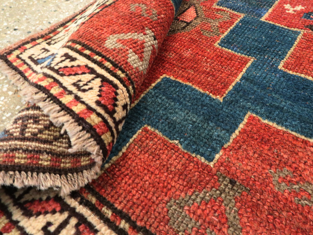 Antique Persian Kurdish Throw Rug, No.28246 - Staging