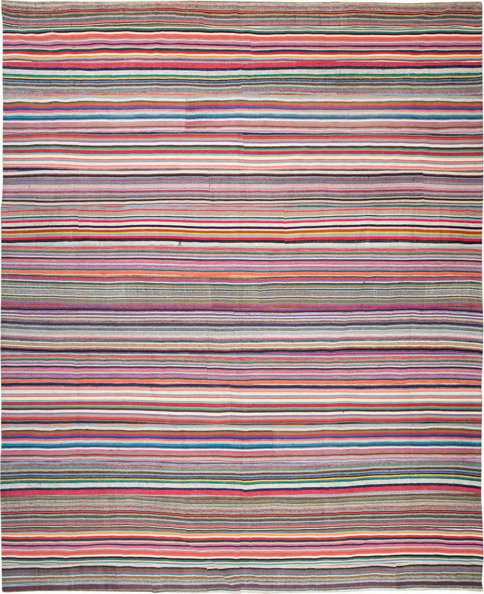 Modern Turkish Flatweave Rug, No.28249 - Staging