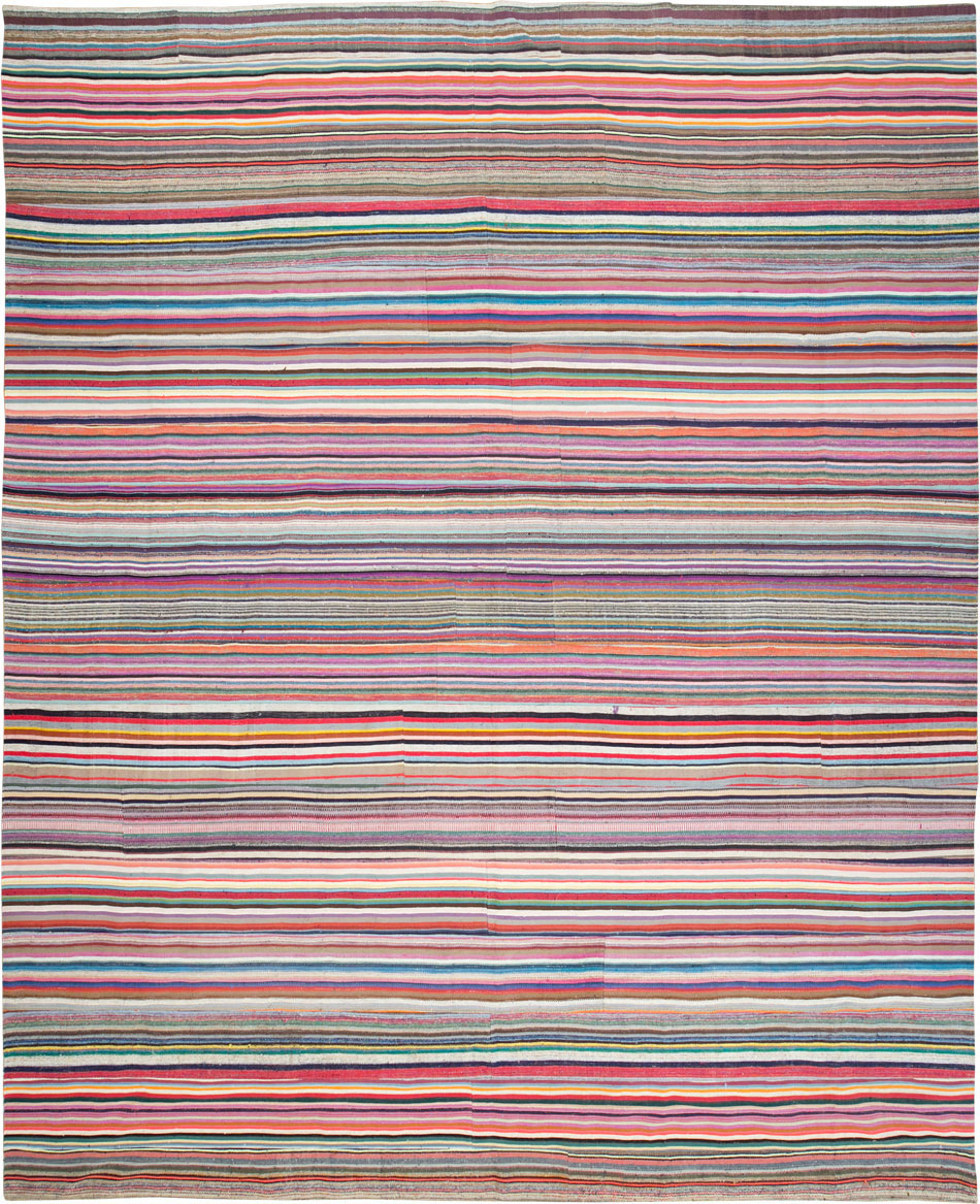 Modern Turkish Flatweave Rug, No.28249 - Staging